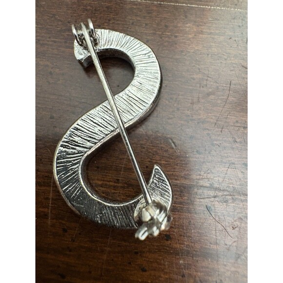 Rhinestone Embellished “S” Initial Brooch Pin Black Fashion Gift Name - Picture 6 of 8